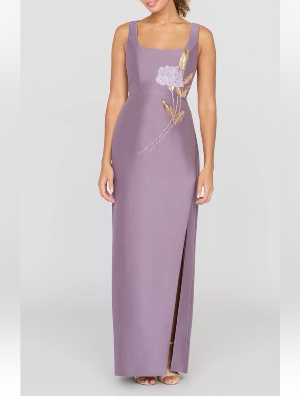 New Kay Unger Paloma Beaded Placed Floral Gown In Heather Size 6 $398